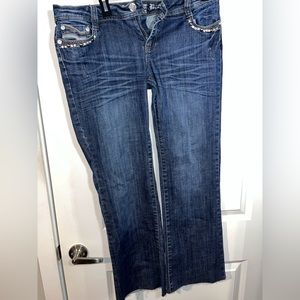 Grace In L.A. (GLA) Bling Y2K Vintage Crystal Denim Capri Style Jeans - Size 13